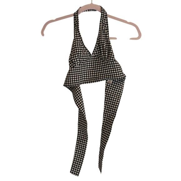ALTAR'D STATE Women's Checkered Halter Top Black & White 70s Costume Medium - Picture 1 of 5